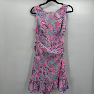 Lilly‎ Pulitzer Dress Womens 6 Pink Joselyn Stretch Wrap Prosecco 005907 Ruffle